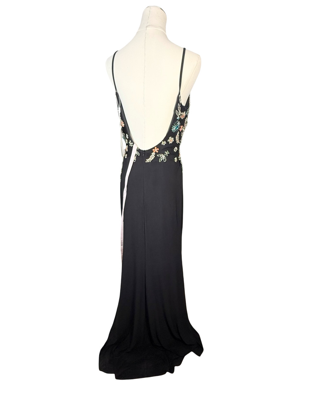 Mac Duggal 42006 Black V-Neck Beaded Floral Cami Gown - Picture 8 of 14